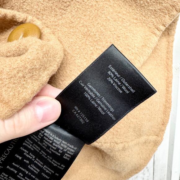 Mackage Jacket Women Size Small Camel Brown Spread Collar Button Down Wool Coat - Picture 6 of 12